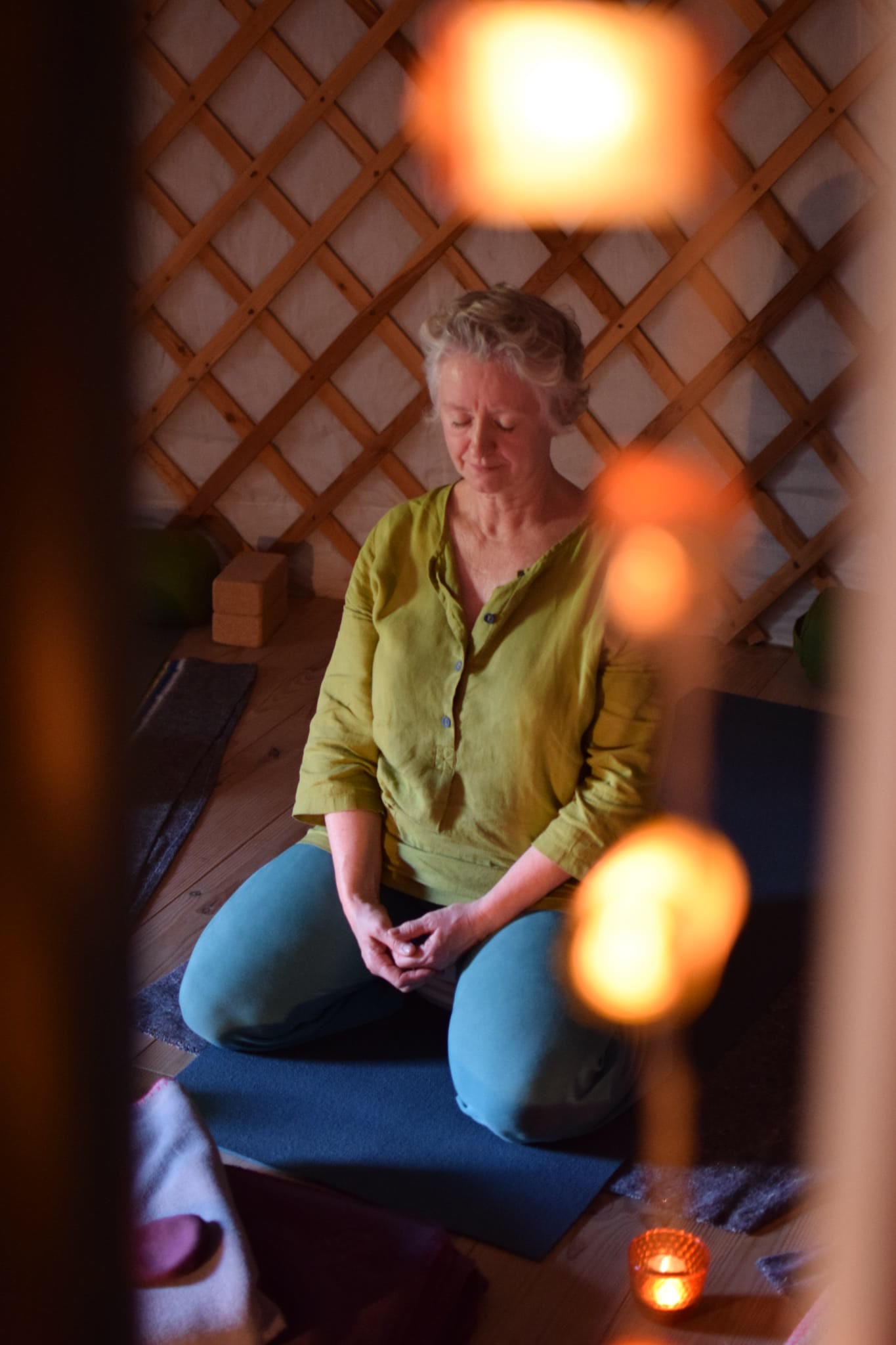 Patricia in de yurt